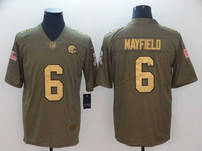Nike Browns 6 Baker Mayfield Olive Gold Salute To Service Limited Jersey,We sell and wholesale Nike Browns 6 Baker Mayfield Olive Gold Salute To Service Limited Jersey on line form chian!